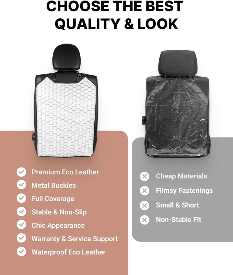 Owleys Kick Mat Back Seat Protector - Car Back Seat Cover for Kids Feet - Waterproof & Sturdy Protector for Upholstery from Dirt, Mud, Scratches and Stain (White) - Image 5